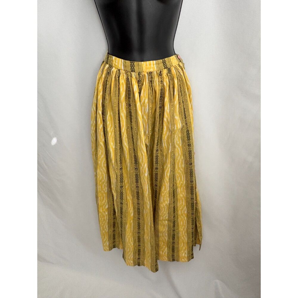 NorBlack NorWhite (NBNW) Yellow Midi Skirt A Line Size S Flowy Feminine Ethnic